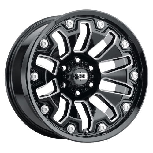 Vision Off-Road 362 Armor 5x127 20x9+10 Gloss Black Milled Spoke with Black Bolt Inserts