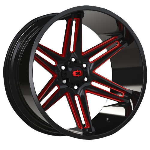 Vision Off-Road 363 Razor 8x170 20x10-25 Gloss Black Milled Spoke with Red Tint