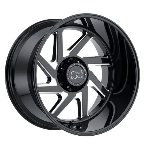 Black Rhino SWERVE 8X180 22X14 -76 GLOSS BLACK W/ DOUBLE MILLED SPOKES