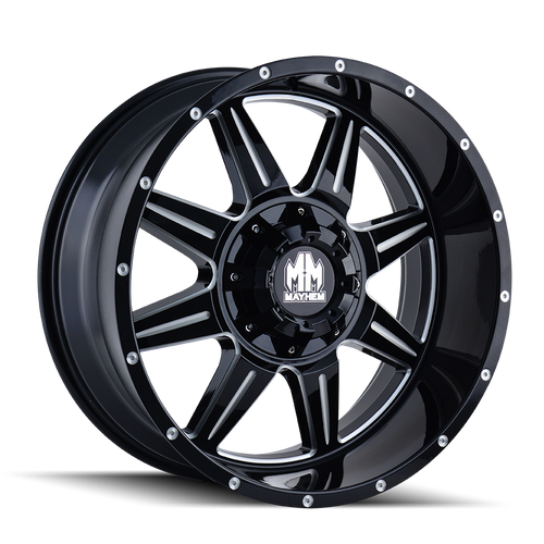 Mayhem Monstir 8100 5x127/5x139.7 20x10-12 Gloss Black/Milled Spokes