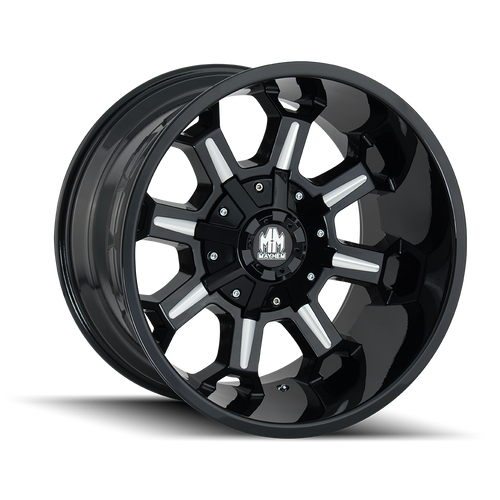 Mayhem Combat 8105 8x180 20x12-44 Gloss Black/Milled Spokes