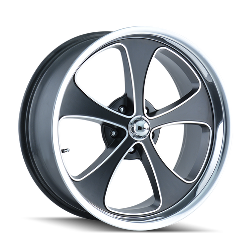 Ridler Type 645 5x114.3 17x8+0 Matte Black/Machined Face/Polished Lip