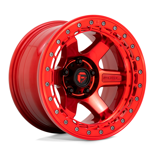 Fuel 1PC D123 BLOCK BEADLOCK 6X135 17X9 -15 CANDY RED WITH CANDY RED RING
