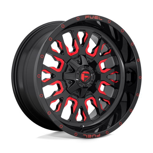 Fuel 1PC D612 STROKE 8X180 20X10 -18 GLOSS BLACK RED TINTED CLEAR