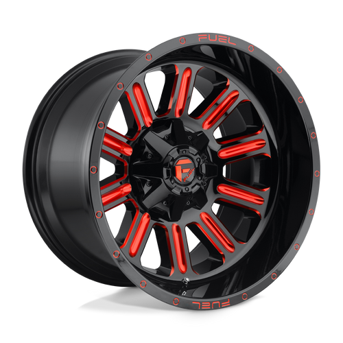 Fuel 1PC D621 HARDLINE 6X135/6X139.7 20X12 -44 GLOSS BLACK RED TINTED CLEAR