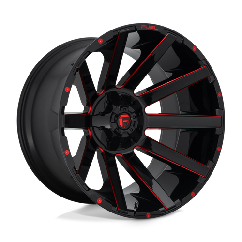 Fuel 1PC D643 CONTRA 8X180 24X14 -75 GLOSS BLACK RED TINTED CLEAR