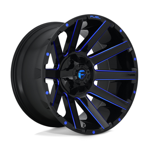 Fuel 1PC D644 CONTRA 8X170 22X12 -44 GLOSS BLACK BLUE TINTED CLEAR