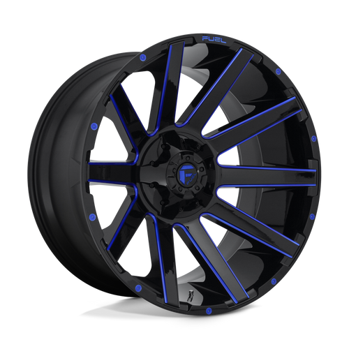Fuel 1PC D644 CONTRA 8X165.1 24X14 -75 GLOSS BLACK BLUE TINTED CLEAR