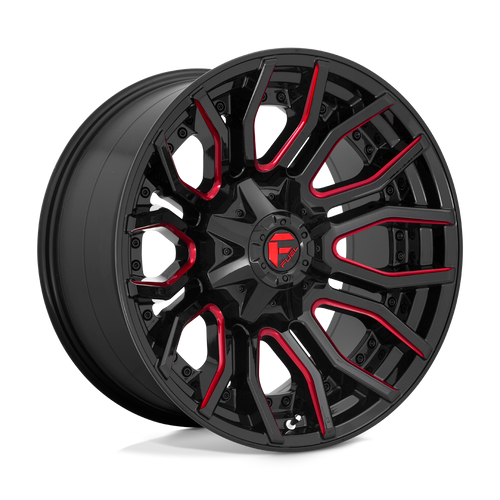 Fuel 1PC D712 RAGE 8X180 20X10 -18 GLOSS BLACK RED TINTED CLEAR
