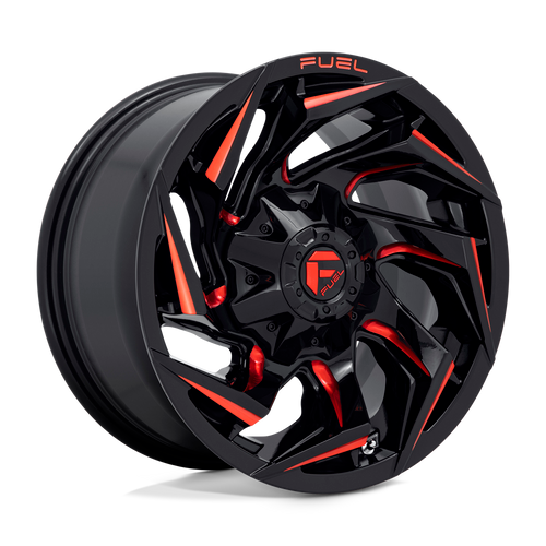 Fuel 1PC D755 REACTION 5X114.3/5X120.65 15X8 -18 GLOSS BLACK MILLED WITH RED TINT