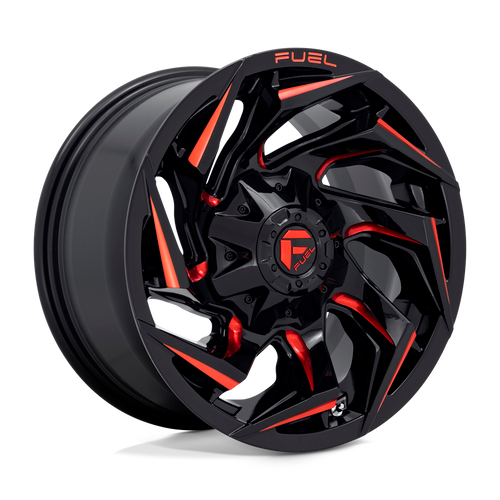 Fuel 1PC D755 REACTION 6X139.7 15X8 -18 GLOSS BLACK MILLED WITH RED TINT