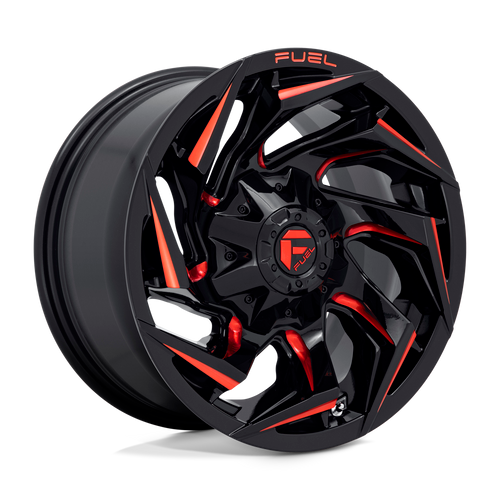 Fuel 1PC D755 REACTION 5X139.7 15X8 -18 GLOSS BLACK MILLED WITH RED TINT