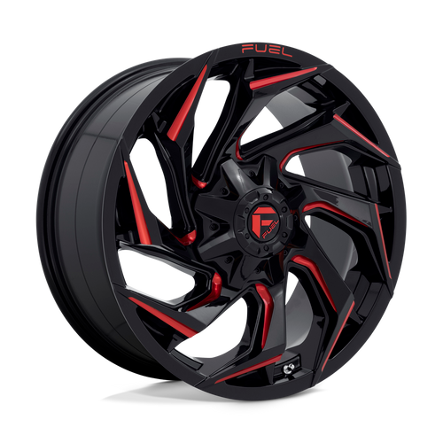 Fuel 1PC D755 REACTION 8X170 20X9 +20 GLOSS BLACK MILLED WITH RED TINT