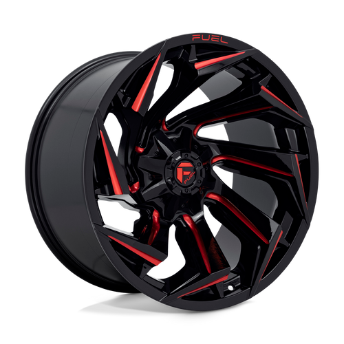 Fuel 1PC D755 REACTION 8X170 22X12 -44 GLOSS BLACK MILLED WITH RED TINT
