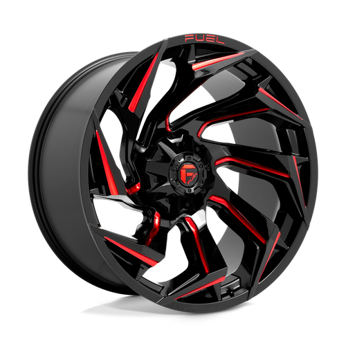 Fuel 1PC D755 REACTION 8X180 24X12 -44 GLOSS BLACK MILLED WITH RED TINT