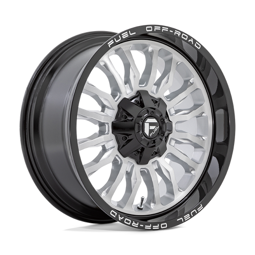 Fuel 1PC D798 ARC 8X165.1 20X10 -18 SILVER BRUSHED FACE WITH MILLED BLACK LIP