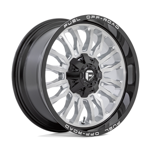 Fuel 1PC D798 ARC 8X170 22X10 -18 SILVER BRUSHED FACE WITH MILLED BLACK LIP