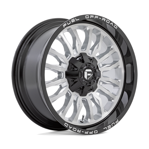 Fuel 1PC D798 ARC 8X180 22X10 -18 SILVER BRUSHED FACE WITH MILLED BLACK LIP