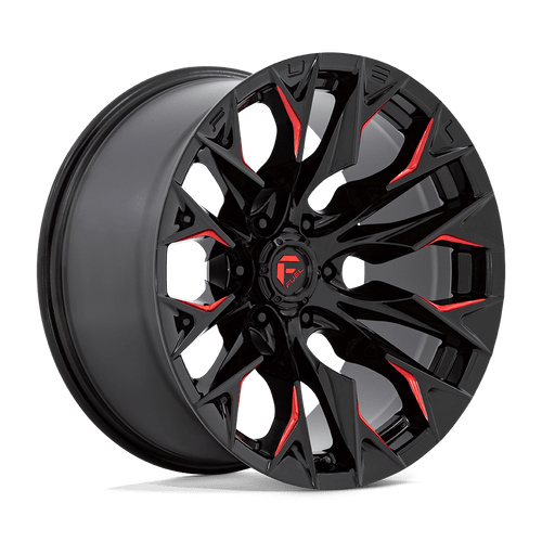 Fuel 1PC D823 FLAME 6X139.7 20X10 -18 GLOSS BLACK MILLED WITH CANDY RED