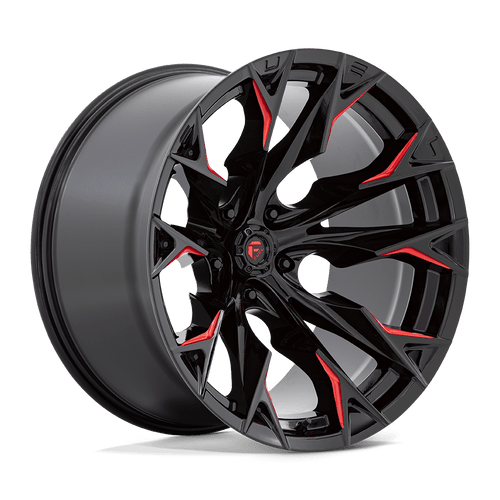 Fuel 1PC D823 FLAME 5X127 22X12 -44 GLOSS BLACK MILLED WITH CANDY RED