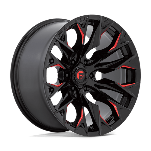 Fuel 1PC D823 FLAME 5X127 24X12 -44 GLOSS BLACK MILLED WITH CANDY RED