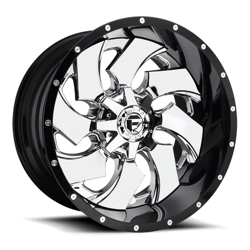 Fuel 2PC D240 CLEAVER 8X170 20X10 -19 CHROME PLATED GLOSS BLACK LIP