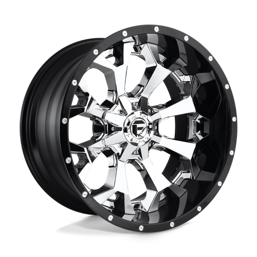 Fuel 2PC D246 ASSAULT 8X165.1 20X12 -43 CHROME PLATED GLOSS BLACK LIP