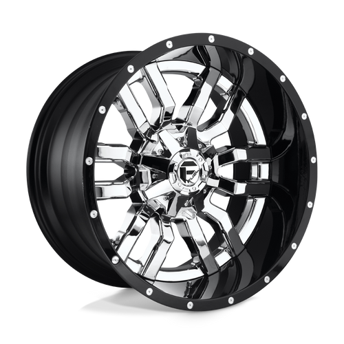 Fuel 2PC D270 SLEDGE 8X180 22X12 -44 CHROME PLATED GLOSS BLACK LIP