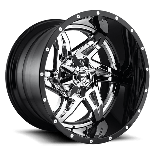 Fuel 2PC D272 ROCKER 8X165.1 20X10 -18 CHROME PLATED GLOSS BLACK LIP