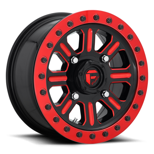 Fuel UTV D911 HARDLINE BEADLOCK 4X156 15X10 +25 GLOSS BLACK RED TINTED CLEAR