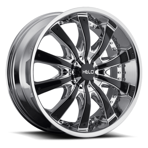 Helo HE875 5X114.3/5X120 26X9.5 +38 CHROME PLATED WITH GLOSS BLACK ACCENTS