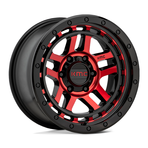 KMC KM540 RECON 5X127 17X9 -12 GLOSS BLACK MACHINED WITH RED TINT