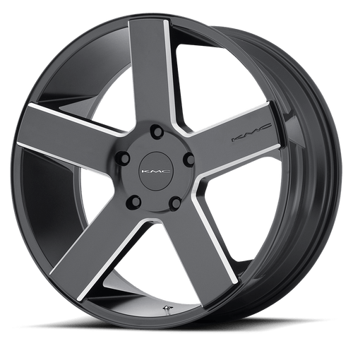 KMC KM690 MC 5 5X139.7 20X8.5 +15 SATIN BLACK  BLACK WITH MILLED SPOKES