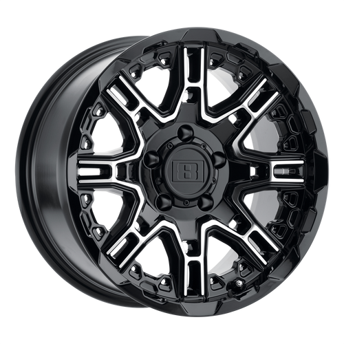 Level 8 SLINGSHOT 6X135 22X10 +12 GLOSS BLACK W/ MACHINED FACE