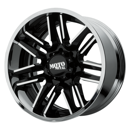 Moto Metal MO202 5X127 20X12 -44 GLOSS BLACK MACHINED CENTER CHROME LIP