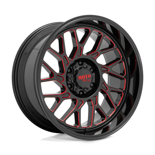 Moto Metal MO805 6X139.7 22X10 -18 GLOSS BLACK MILLED WITH RED TINT