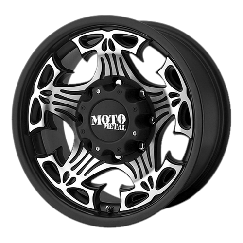 Moto Metal MO909 SKULL 8X165.1 17X9 -12 GLOSS BLACK WITH MACHINED FACE