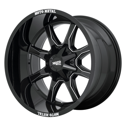 Moto Metal MO970 5X127/5X139.7 18X10 -24 GLOSS BLACK WITH MILLED SPOKE & MOTO METAL ON LIP