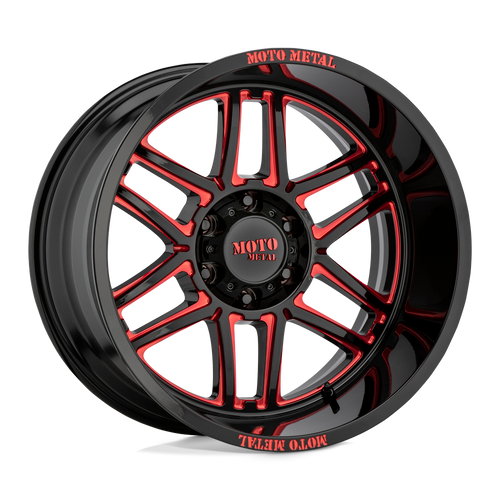 Moto Metal MO992 FOLSOM 6X139.7 20X10 -18 GLOSS BLACK MILLED WITH RED TINT
