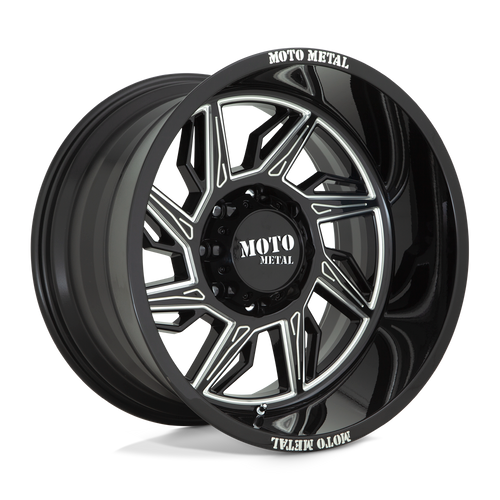 Moto Metal MO997 HURRICANE 8X165.1 20X10 -18 GLOSS BLACK MILLED - LEFT DIRECTIONAL