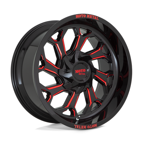 Moto Metal MO999 BLANK 20X10 -18 GLOSS BLACK MILLED WITH RED TINT