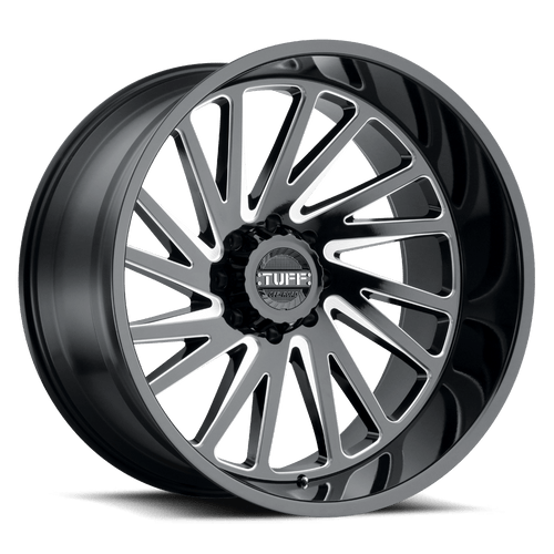 Tuff T2A 5X127 20X12 -45 GLOSS BLACK W/ MILLED SPOKES