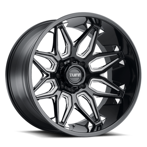 Tuff T3B 8X170 20X12 -45 GLOSS BLACK W/ MILLED SPOKES