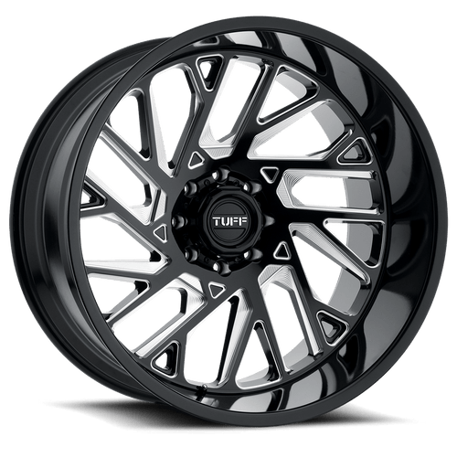 Tuff T4B 5X127 20X12 -45 GLOSS BLACK W/ MILLED SPOKES