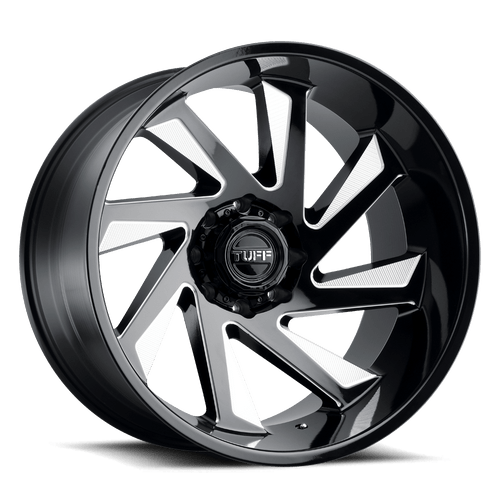 Tuff T1B 5X127 24X14 -72 GLOSS BLACK W/ MILLED SPOKES