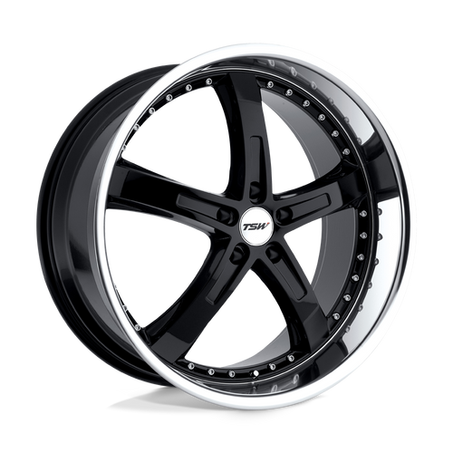 TSW JARAMA 5X100 17X8 +35 GLOSS BLACK W/ MIRROR CUT LIP