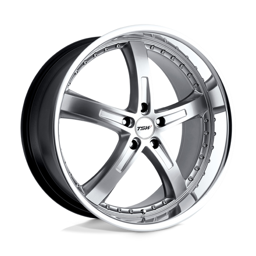 TSW JARAMA 5X100 17X8 +35 HYPER SILVER W/ MIRROR CUT LIP