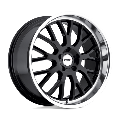 TSW TREMBLANT 5X100 18X8 +35 GLOSS BLACK W/ MIRROR CUT LIP