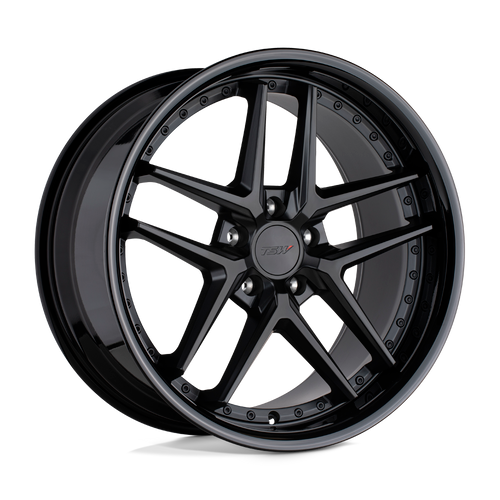 TSW PREMIO 5X112 18X8.5 +42 MATTE BLACK W/ GLOSS BLACK LIP