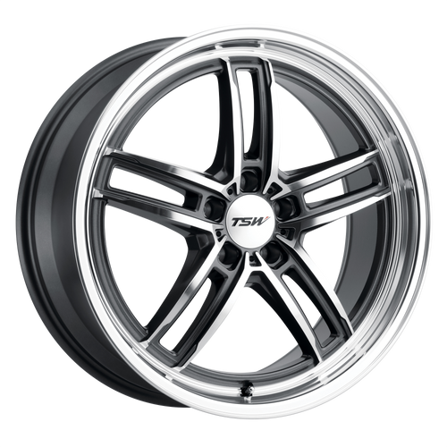 TSW SUZUKA 5X112 18X8.5 +32 GLOSS GUNMETAL W/ MIRROR CUT FACE & LIP